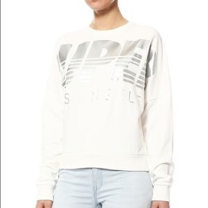 SuperDry Cream and Silver Logo Sweatshirt